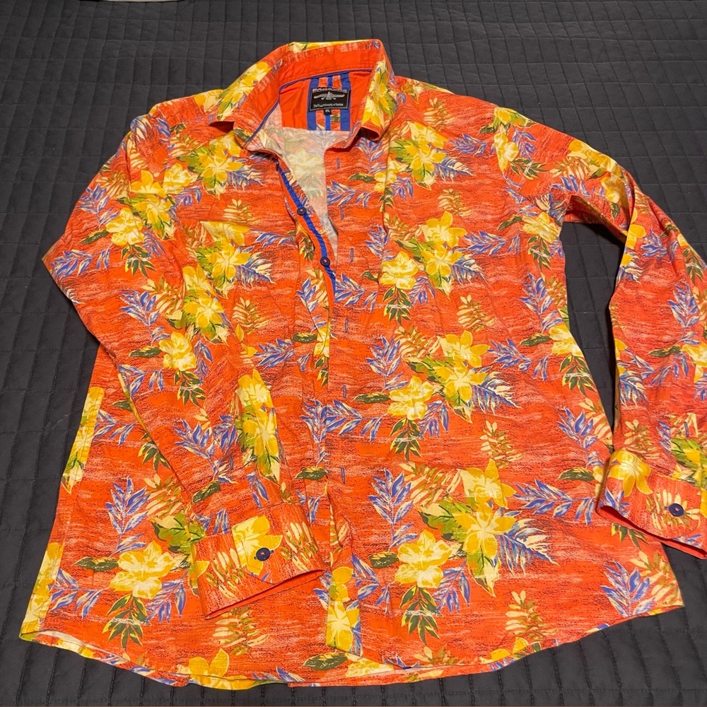 Barabas Men’s XL Vibrant & Fun Floral Button-Up Shirt.